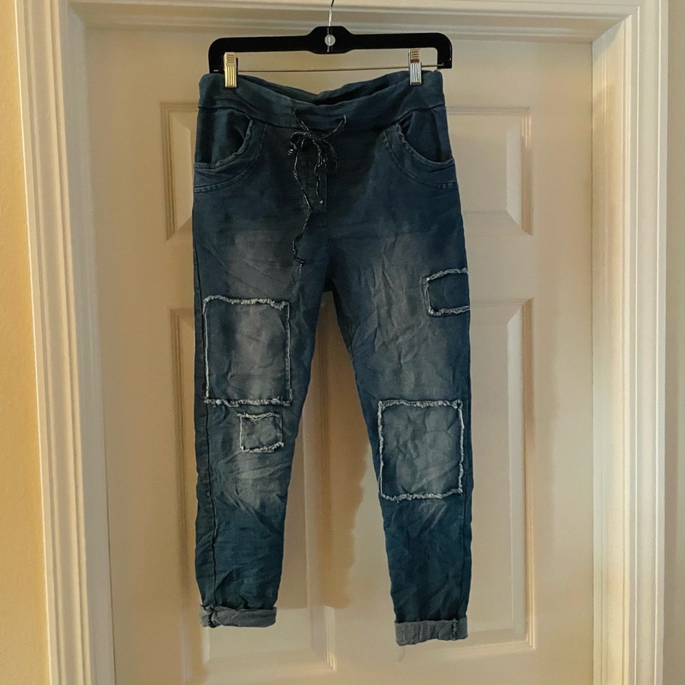 Elastic cropped jeans